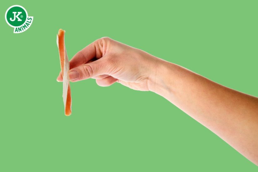 Sušené kuracie prúžky s treskou, 80 g, mäsová maškrta pre psov (Chicken & Cod Strips Meat Snack)