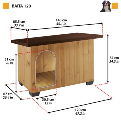 Ferplast BAITA 120 drevená búda pre psov 140x85,5×87 cm