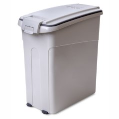 Plastový barel na skladovanie granúl MPS Oto, veľký L - 54 l, s uzatvárateľným vekom a lopatkou