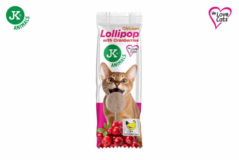 JK ANIMALS kuracie lízatko s brusnicami 1 ks, 1,4 g