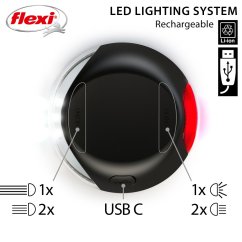 Flexi LED světlo čierné pre Flexi vodítko S, M, L