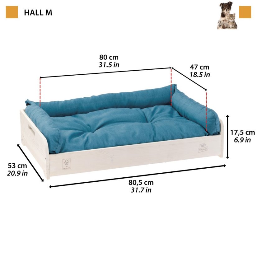 Ferplast DOG&CAT BED HALL M,  posteľ 80,5 x 53 x 17,5 cm