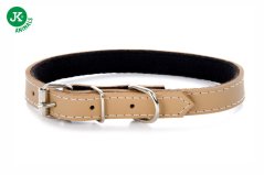 Kožený obojok JK Classic pre psy, 1,6×45 cm, natural, prírodný