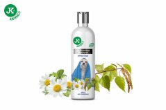 JK ANIMALS Prémiový šampón pre svetlú srsť sa zjemňujúcimi účinkami s výťažkami z brezy a harmančeka 250 ml
