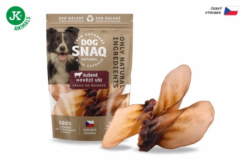 Dog Snaq - sušené hovädzie uši, 3 ks