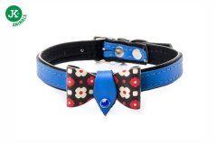 JK ANIMALS kožený obojok s mašľou, modrý, 1,4×35 cm