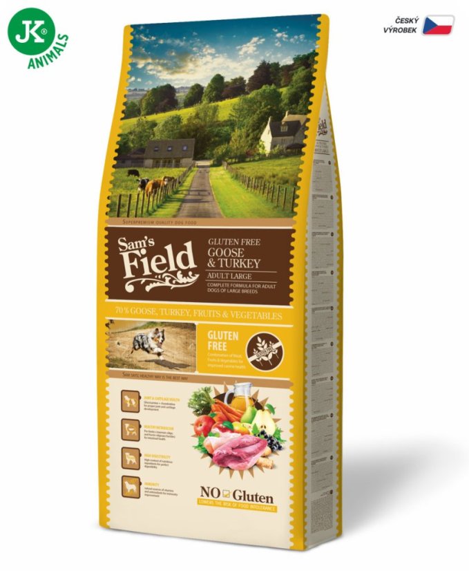 13 kg, Sam's Field Gluten Free Goose & Turkey Adult Large, superprémiové granule, (Sams Field bez lepku)