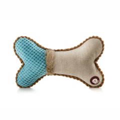 JK ANIMALS, Plyšová kosť, modrá, plyšová pískacia hračka pre psov, veľkosť 24 cm