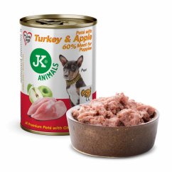 JK Premium Turkey & Apple for Puppies, Paté with Chunks, 60 % Meat, morčacie s jablkami, prémiová konzerva pre šteňatá, 400 g
