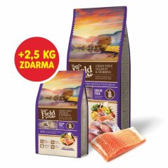 13+2,5 kg Sam's Field Grain Free Salmon & Herring, superprémiové granule pre psov všetkých veľkostí a plemien, (Sams Field bez obilnín)