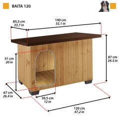 Ferplast BAITA 120 drevená búda pre psov 140x85,5×87 cm