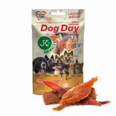 JK ANIMALS DOG DAY,  Mäsový Mix, kuracie mäso, kačacie mäso a králičie filety, 80 g