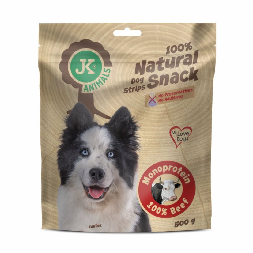 JK ANIMALS 100% Natural Snack, Monoproteín Beef, 100% HOVÄDZIE, 500 g