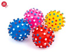 JK ANIMALS Vinylová lopta s bodlinami, pískacia hračka pre psov, 8,5 cm