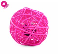 JK ANIMALS ružová ratanová guľa so zvončekom, hračka 6 cm