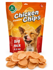JK ANIMALS Big PREMIUM CHICKEN CHIPS, Sušené kuracie chipsy 500 g.