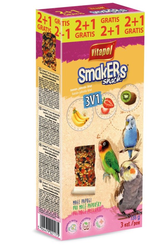 Vitapol 2+1 gratis, banán, jahoda, kiwi, 3 klasy papagaj 135 g