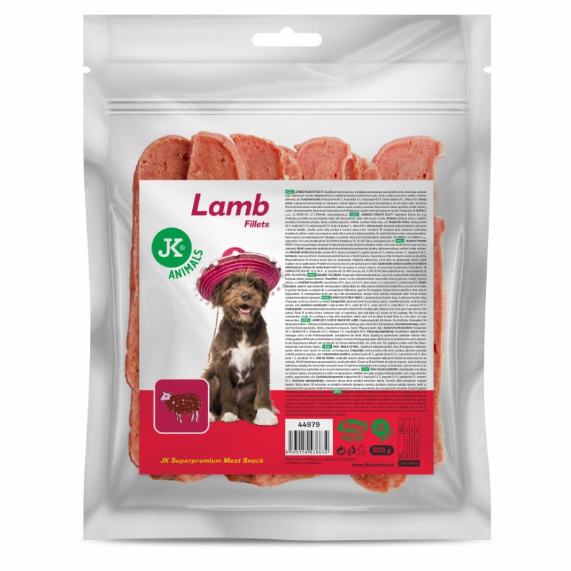 JK Meat Snack Lamb fillets, jahňacie mäsové filety, masová maškrta, 500 g