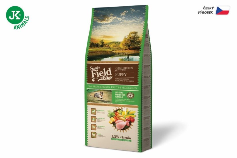 13 kg, Sam's Field Low Grain Puppy Chicken & Potato, superprémiové granule, (Sams Field bez pšenice)