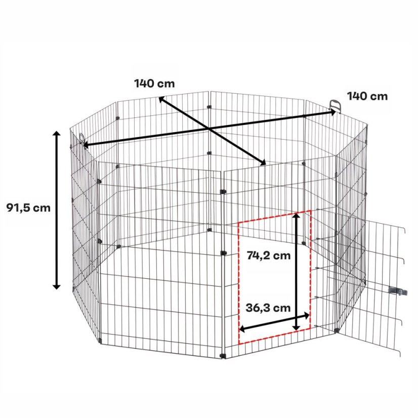 Ferplast Freerun kovová osemhranná ohrádka 140 x 91,5 cm