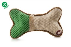 JK ANIMALS, Plyšová kosť, zelená, plyšová pískacia hračka pre psov, veľkosť 24 cm