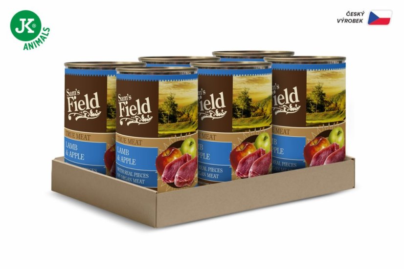 6× 400 g, Sam's Field True Lamb Meat & Apple (Sams Field mäsová konzerva)