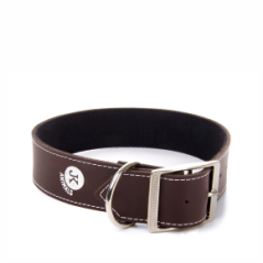 JK Široký kožený obojok LUX 43 mm/70 cm hnedý