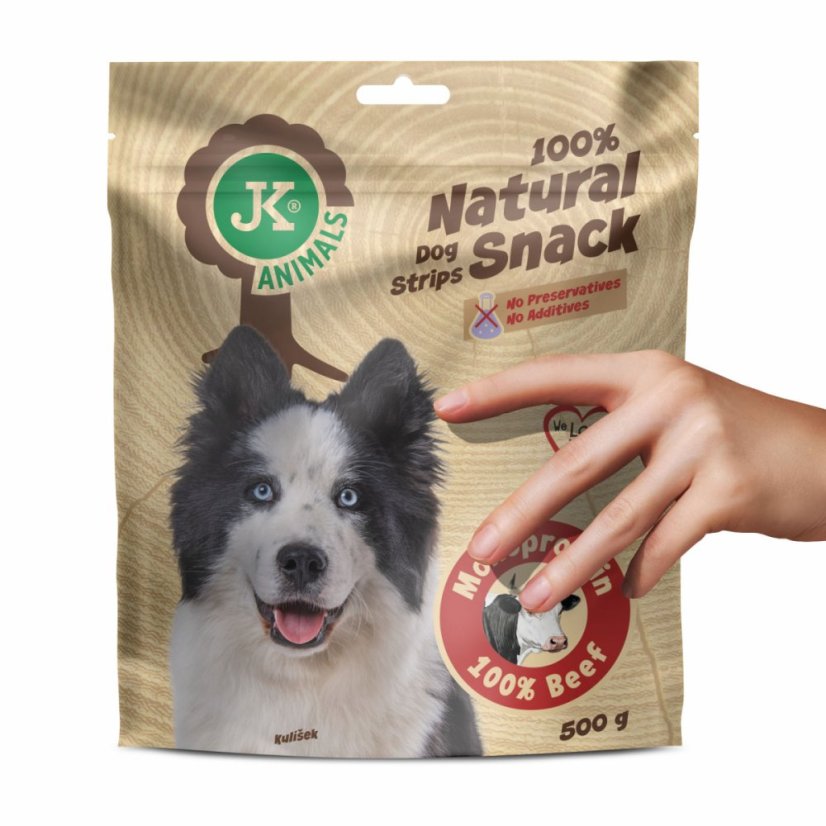 JK ANIMALS 100% Natural Snack, Monoproteín Beef, 100% HOVÄDZIE, 500 g