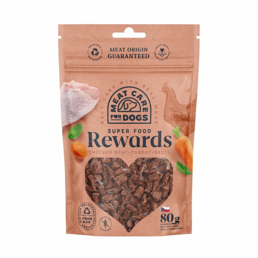 Meat Care Rewards Dog - kuracia maškrta s mrkvou a bazalkou 80 g