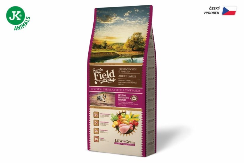 13 kg, Sam's Field Low Grain Adult Large Chicken & Potato, superprémiové granule, (Sams Field bez pšenice)