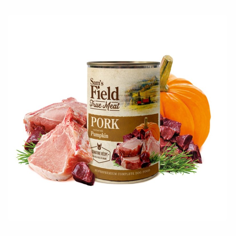 6x 400g, Sam's Field True Pork Meat & Pumpkin, superprémiová konzerva, (Sams Field)