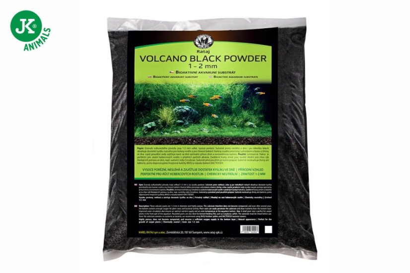 Akvarijný substrát Volcano Black Powder Rataj, čierny, 8 l