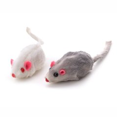 JK Animals Malé myšky, 12 ks, chlpatá hračka pre mačky z pravej králičej kožušiny 4,5 cm